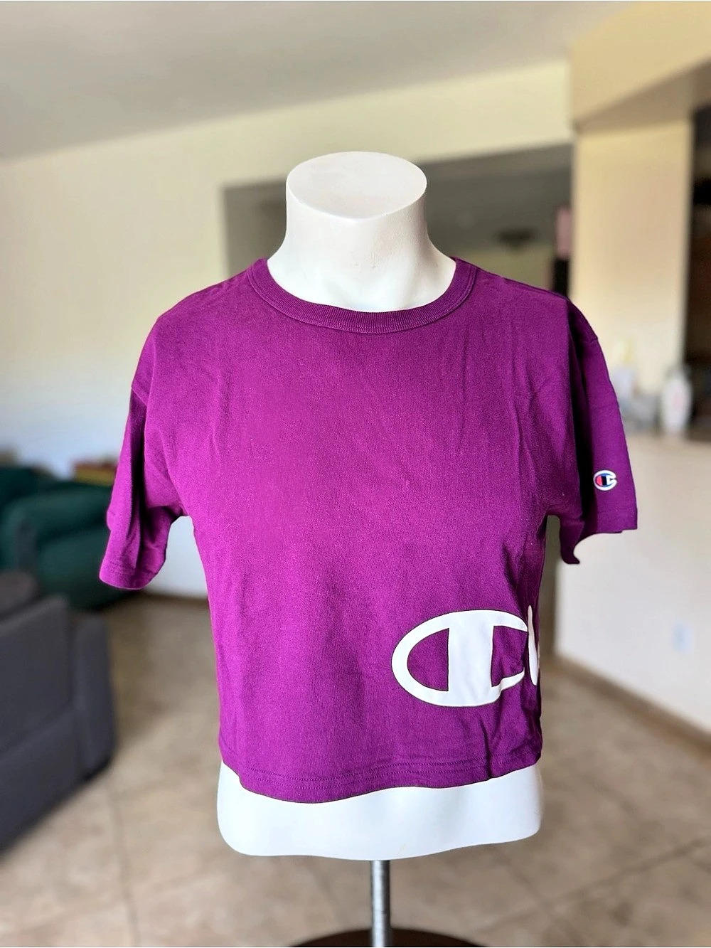 Champion Women's Iconic Cropped Short Sleeve Tee Purple